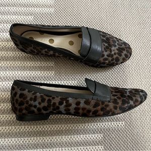 Boden Leopard Print Loafers with Black Accents